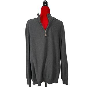 Mens 3XL Charcoal Grey quarter zip 100% cotton sweater by British Khaki pullover